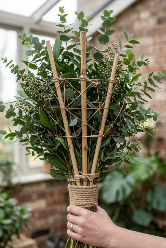 Portrait 2:3Eucalyptus and greenery bundle showing structural support