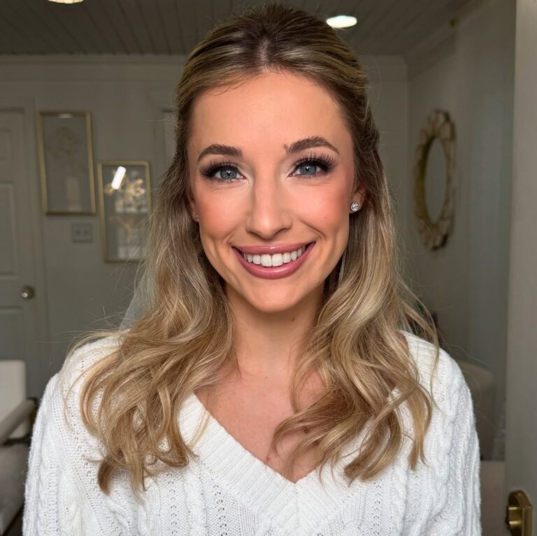 Bride with soft smudged neutral eyeshadow, diffused shadow definition, ethereal woodland wedding makeup